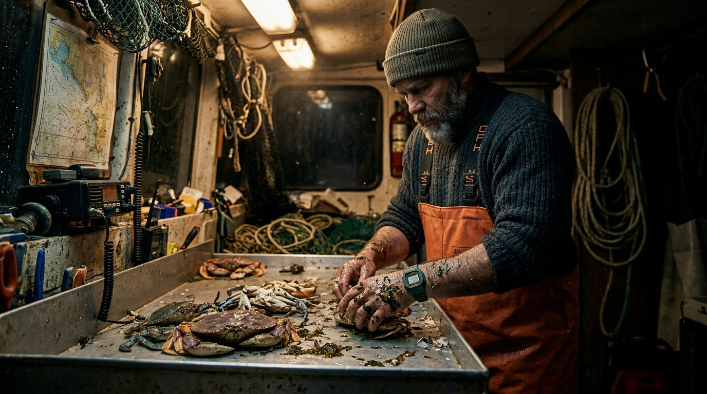 Environmental Shots — Cabin interior / helm in storm